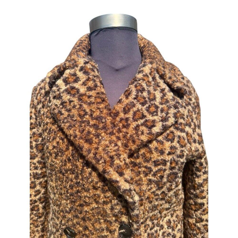 Bernardo Women Faux Fur Coat,‎ Animal Print Double Breasted w Collar Size M - Picture 4 of 8